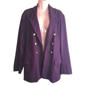 Lane Bryant Suit Jacket/Blazer Open Front 24 Eggplant Color Gold‎ Metal Button